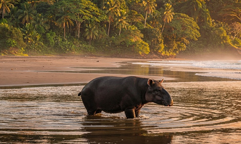 Tapir de Baird dans la forêt tropicale du parc national Corcovado, Costa Rica